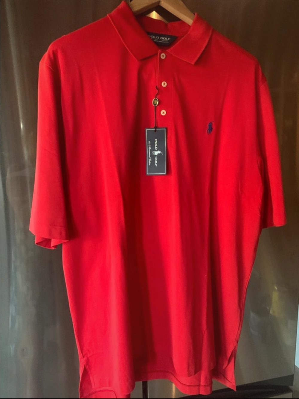 Polo by Ralph Lauren Men’s Bright Red Polo with Navy Logo